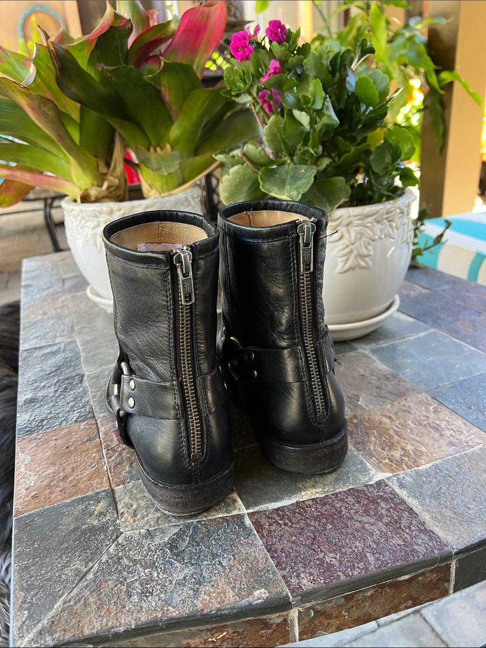 Frye Phillips harness Black Leather Ankle Boots 8 - Picture 4 of 8